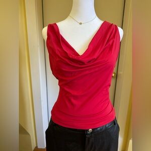 Sasha Therese Naomi Pearl cowl neck Top Red